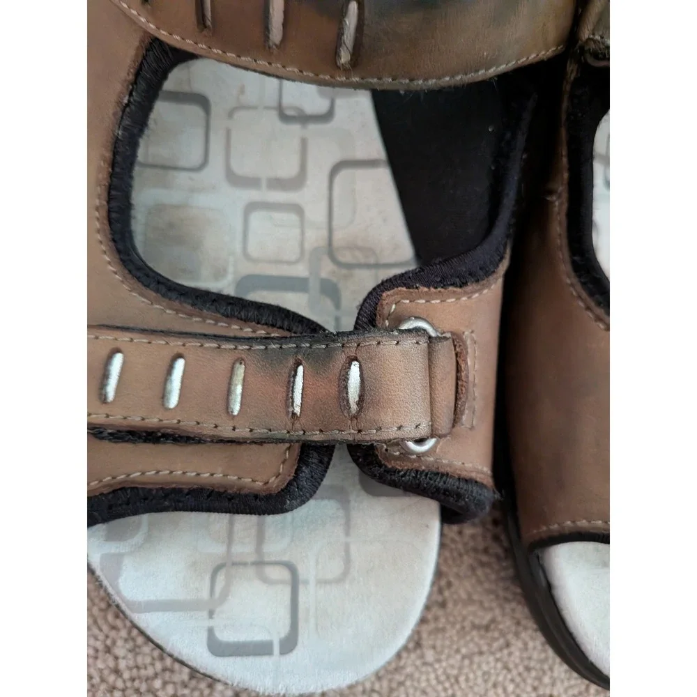 Hotter England Brown Leather Comfort Adjustable Strap‎ Sandals Womens UK 8